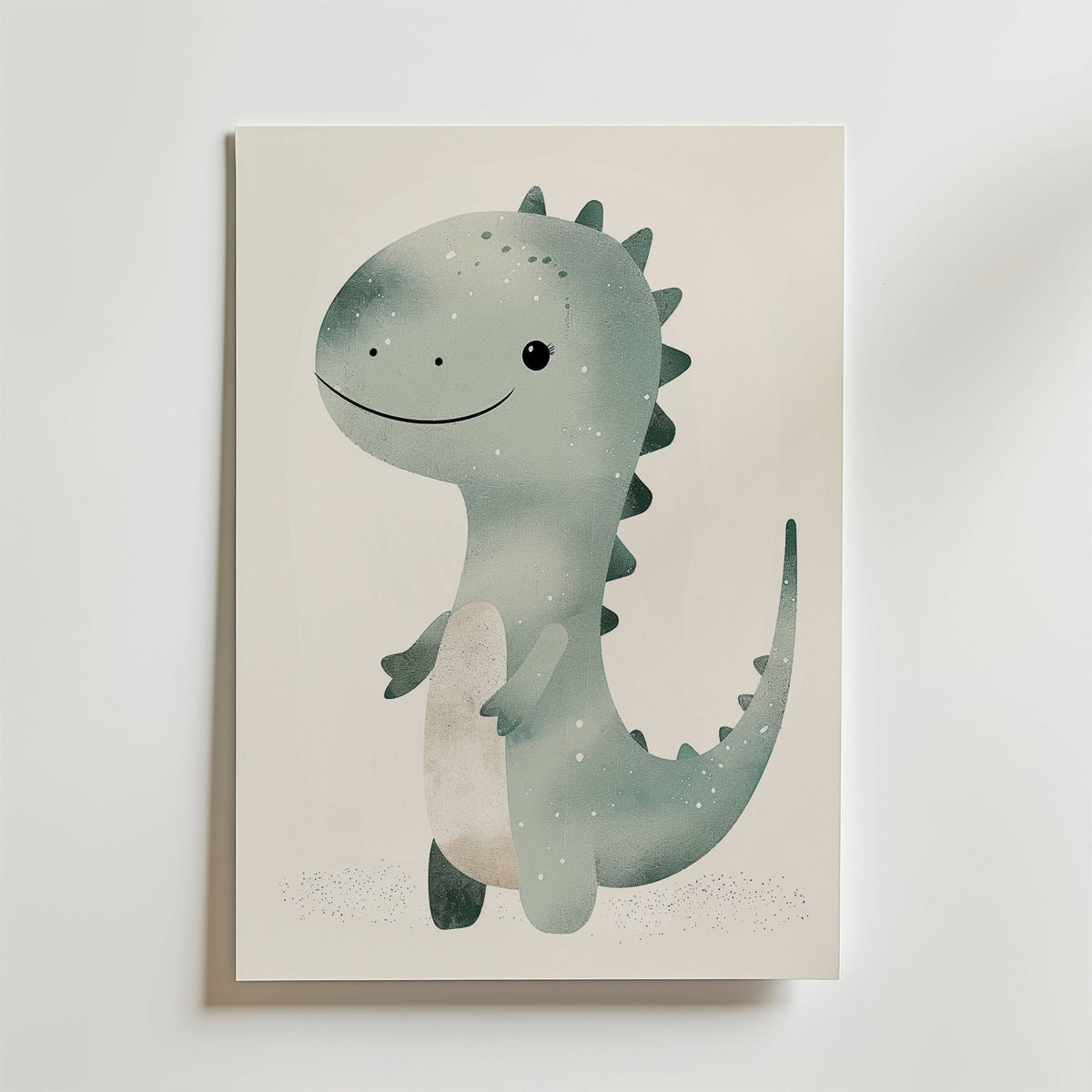 Happy Dino – stilfullt konsttryck från Bozetto, tryckt på matt finpapper i hög tryckkvalitet